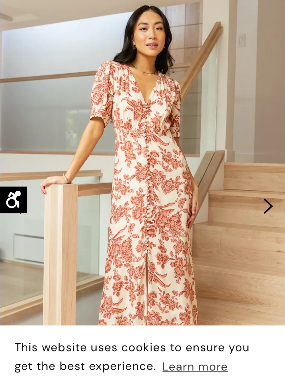 bohme Cream Maxi Dress with Rust Floral Print